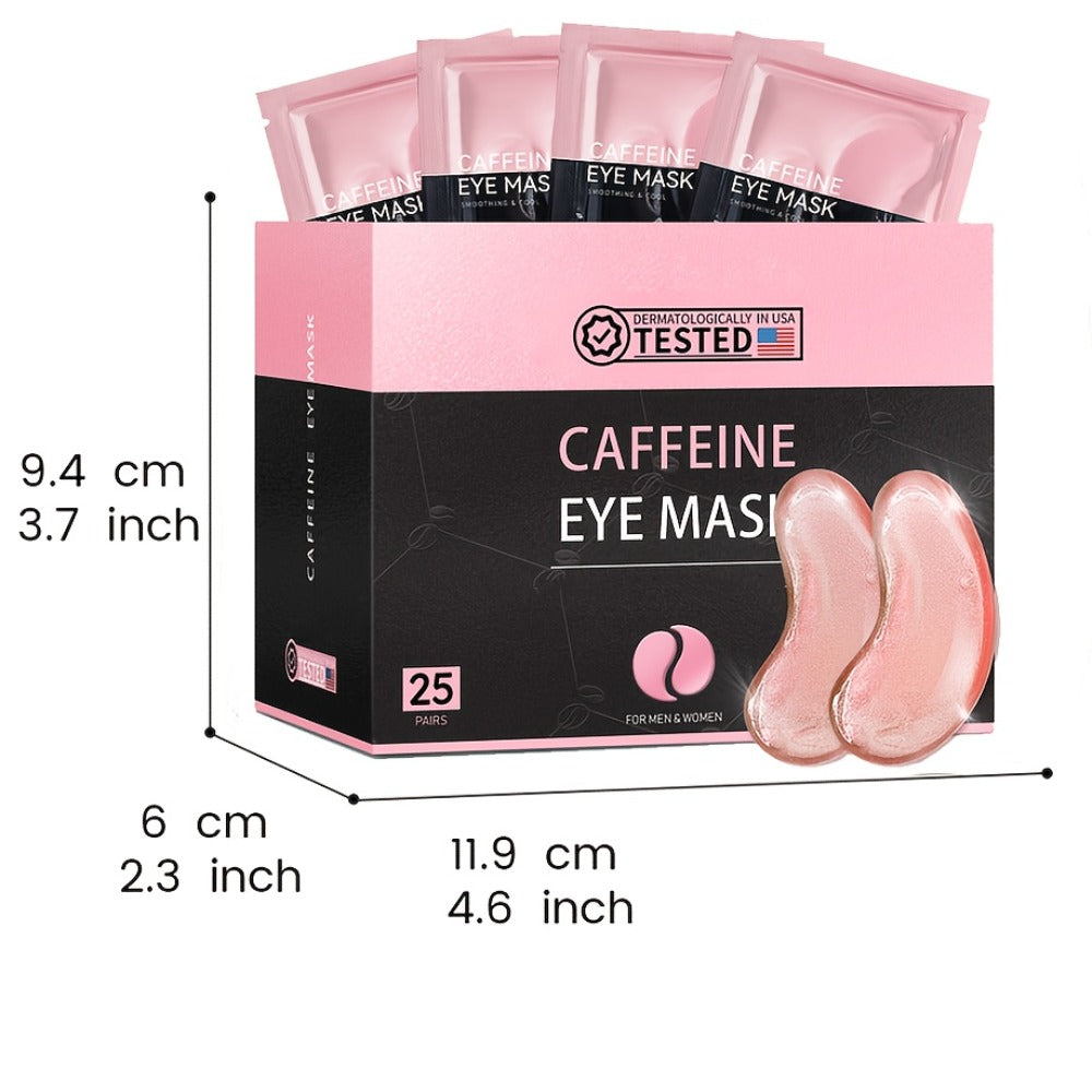 Caffeine Eye Mask 25 Pairs Under Eye Patches with Collagen Hyaluronic Acid Glycerin – Reduces Dark Circles Puffiness Firms & 