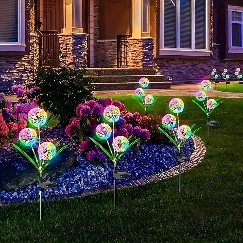 Three-Stem Solar Globe Garden Lights with Dandelion-Style Heads in Warm or Multicolor Options — image 9