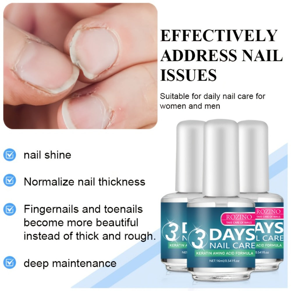 Keratin Nail Strengthening Oil 3-Pack – 3-Day Visible Results Quick-Drying Moisturizing Nail Care Oil, Prevents Peeling Break