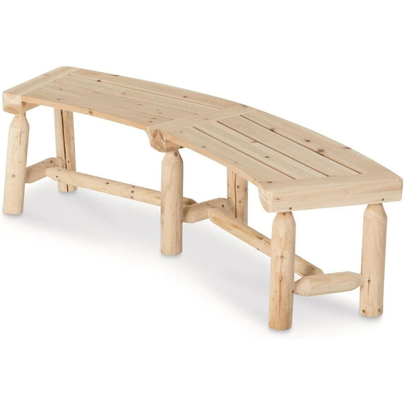 Curved Backless Softwood Outdoor Bench with Slatted Log-Style Seat in Brown or Natural-Look Finish — image 3