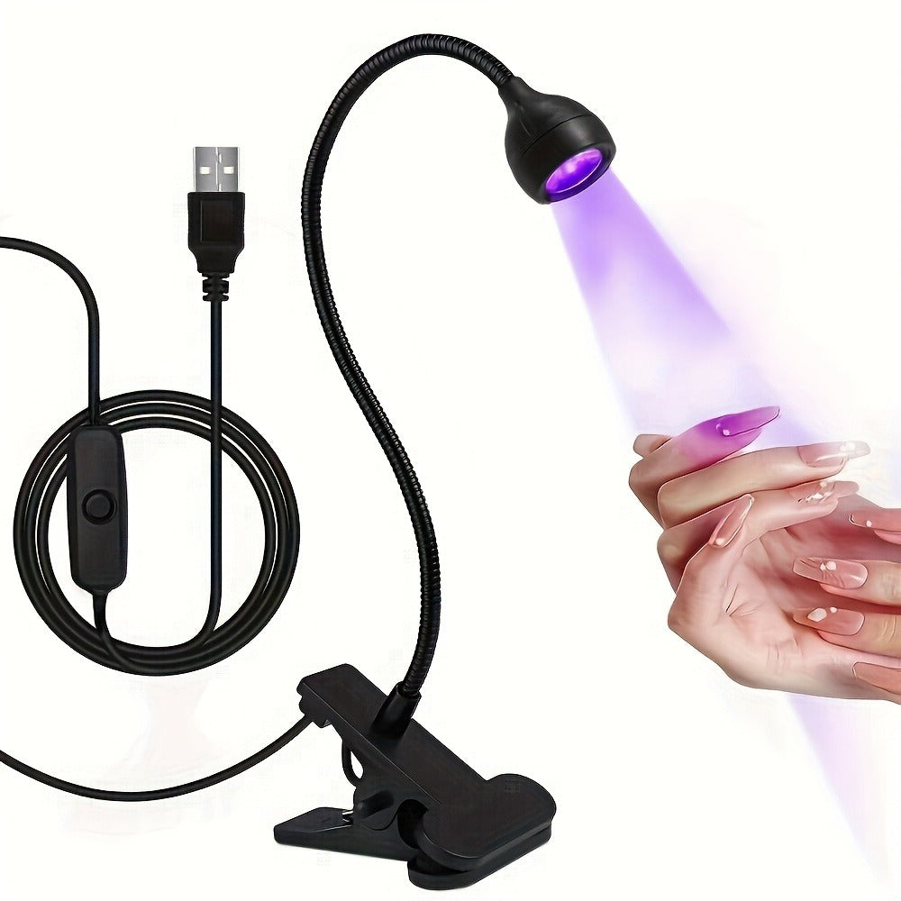 365nm-Labeled UV LED Nail Lamp with Clip Mount, Flexible Gooseneck, USB Cable and Black or White Finish — image 3