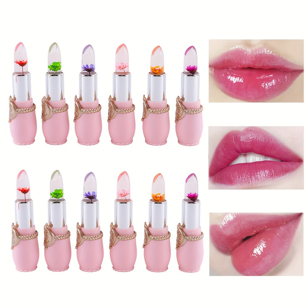 Lipstick Set, 12-Piece Flower-Core Jelly Collection with Pink-and-Black or Black-and-Black Case Options — image 2