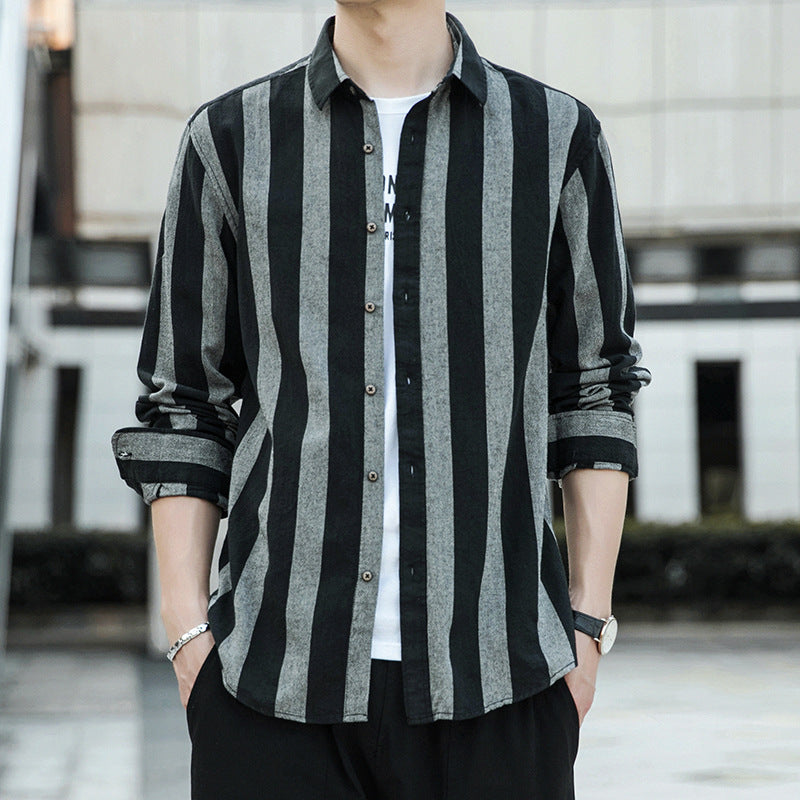 Japanese wide stripes men's casual