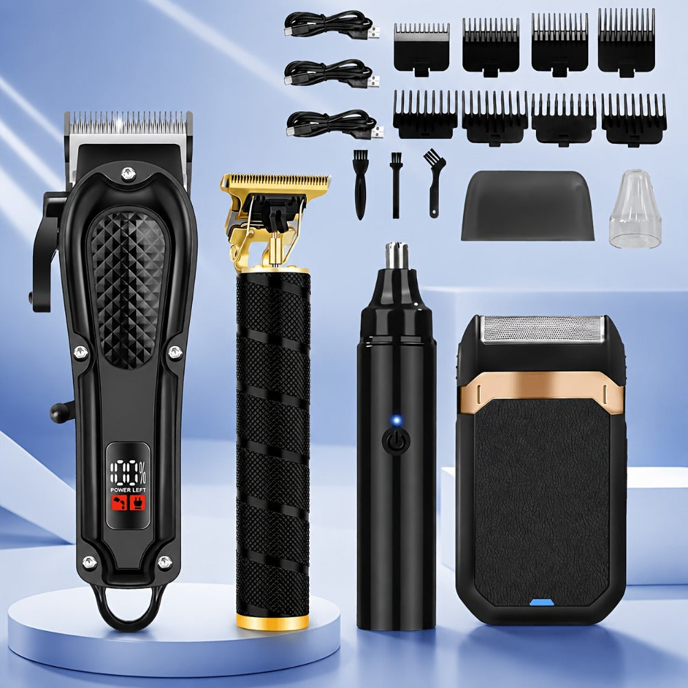 Electric Grooming Kit for Men with LCD Display – Cordless Rechargeable Hair Clipper & Trimmer Set, Home Travel & Car Use — im