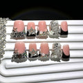 Press On Nails 10-Piece Short Duckbill Set with Black French Tips, Snake, Stars and Self-Adhesive Gel Tabs — image 13