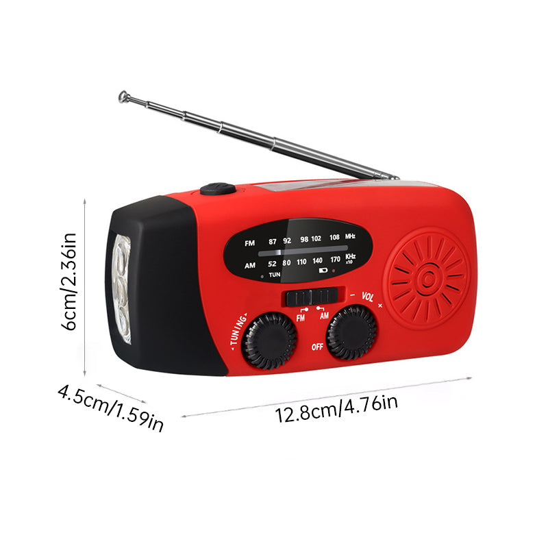 Portable multi - func hand - crank, emergency gen, solar radio, shockproof, FM/AM/WB/NOAA, power bank