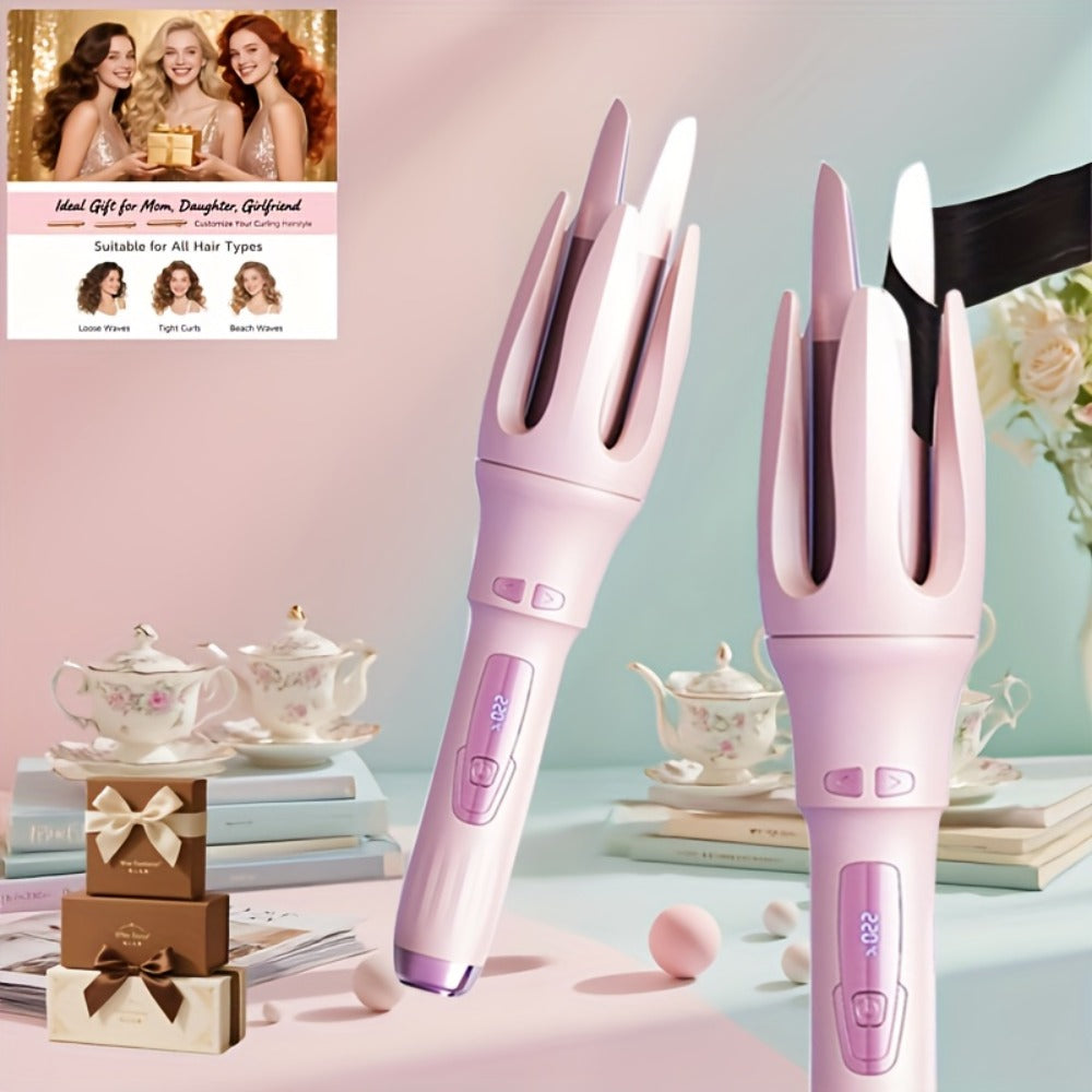 Automatic Rotating Curling Iron 4 Temperature Settings 40M Negative Ion Ceramic Barrel, for Home, Travel and Salon Hair Styli