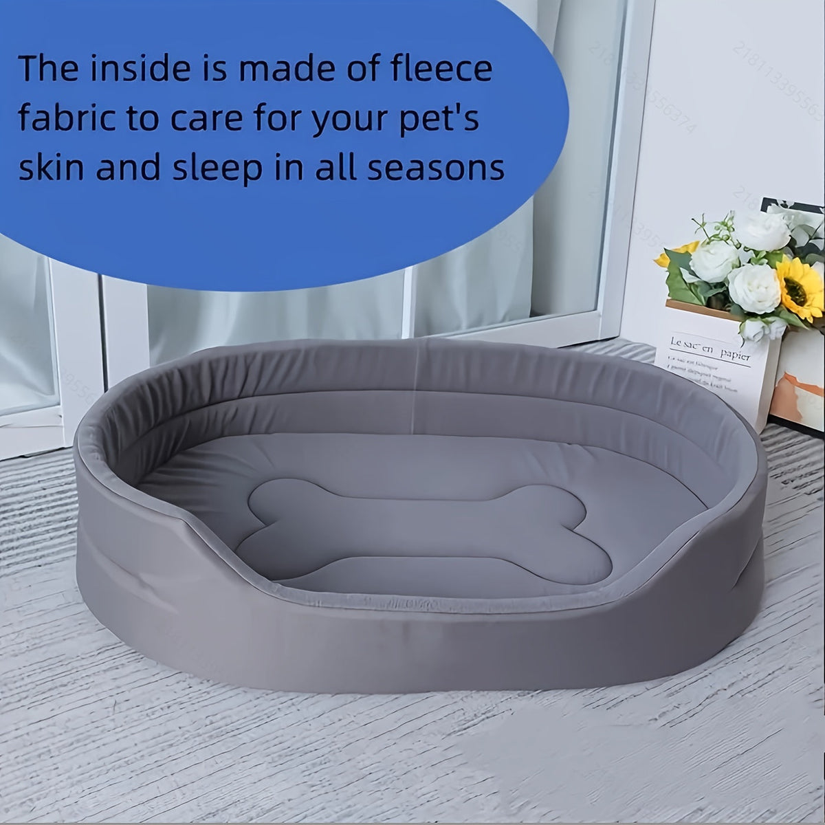 Oval Bolster Dog Bed with Gray or Green Cover and Three Labeled Sizes from M to 2XL, Six Variants — image 6