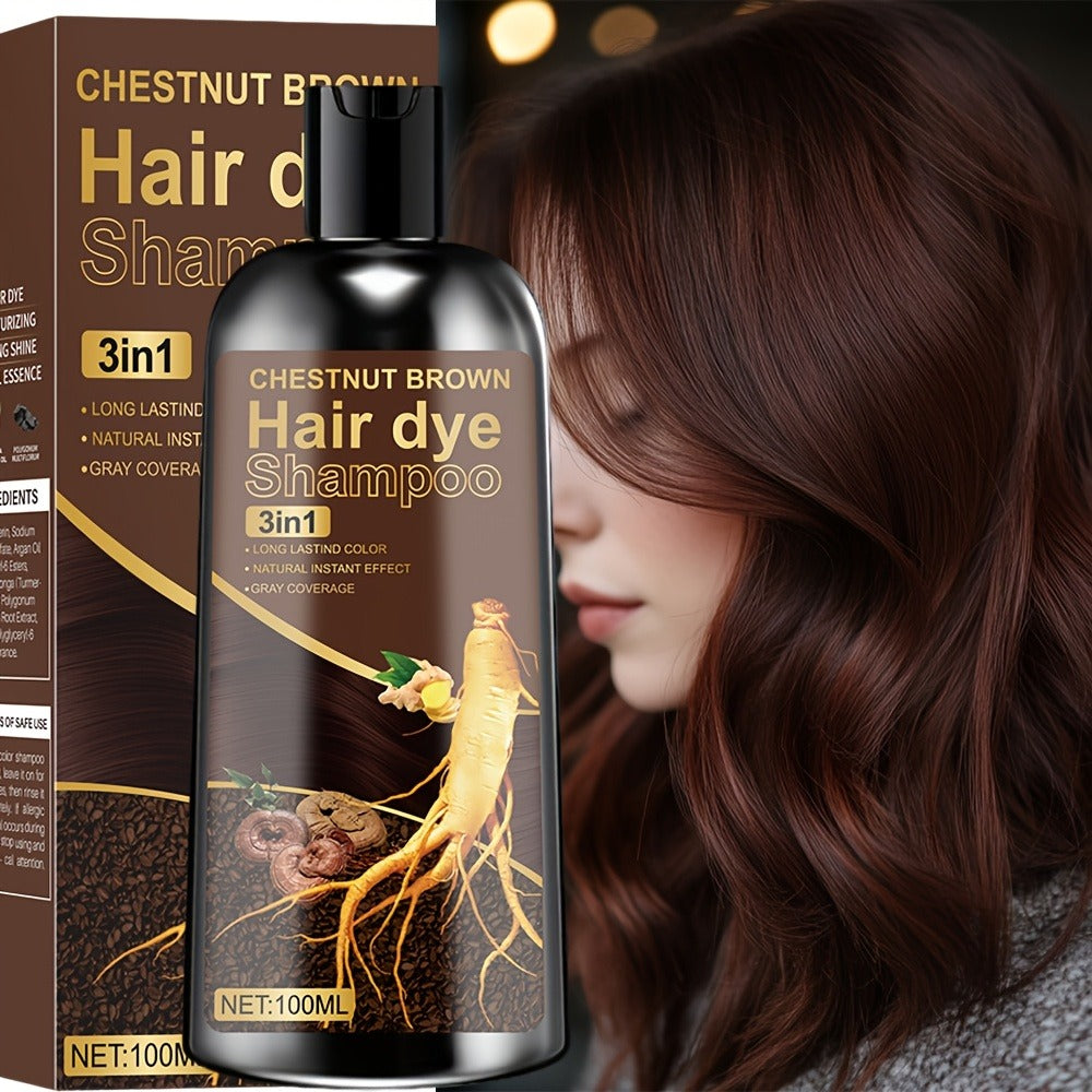 Plant Extract Hair Coloring Shampoo 100ml 3.38oz, Deep Scalp-Safe Gray & White Hair Coverage, Botanical Color — image 1