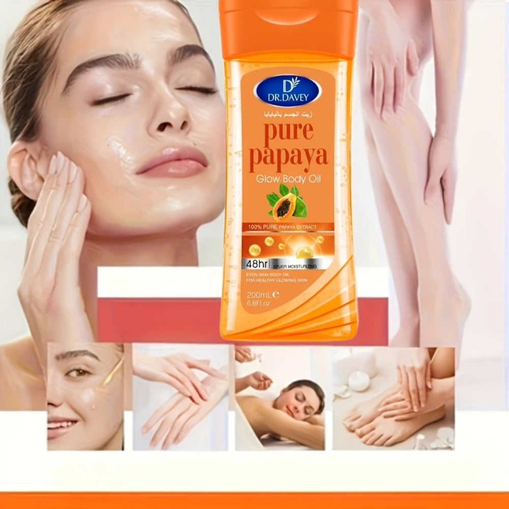 Papaya Glow Body Oil, Two-Piece Set of 200ml Flip-Top Bottles with Coordinated Orange Labels — image 8
