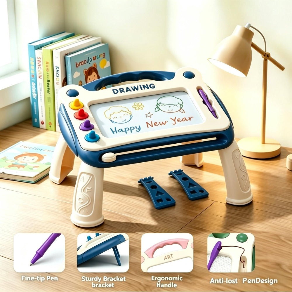Kids Magnetic Drawing Board 3-in-1 Doodle Kit – Reusable Erasable Toddler Art Toy with Stamps, Pen & Stand | STEM Learning Gi