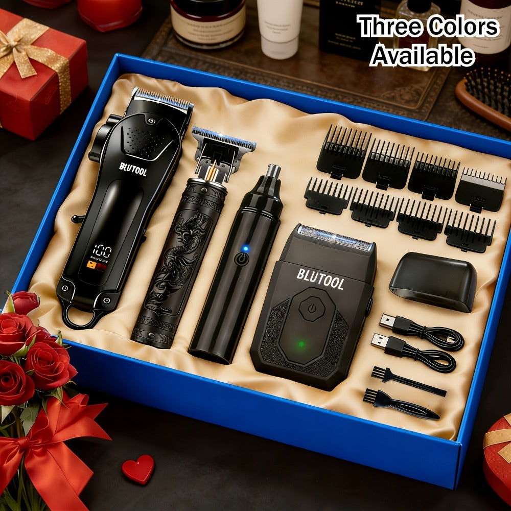 Hair Clipper & Trimmer Set 4-Piece for Men – Professional Barber Kit with Nose Trimmer, Detail Trimmer, Guide Comb — image 1