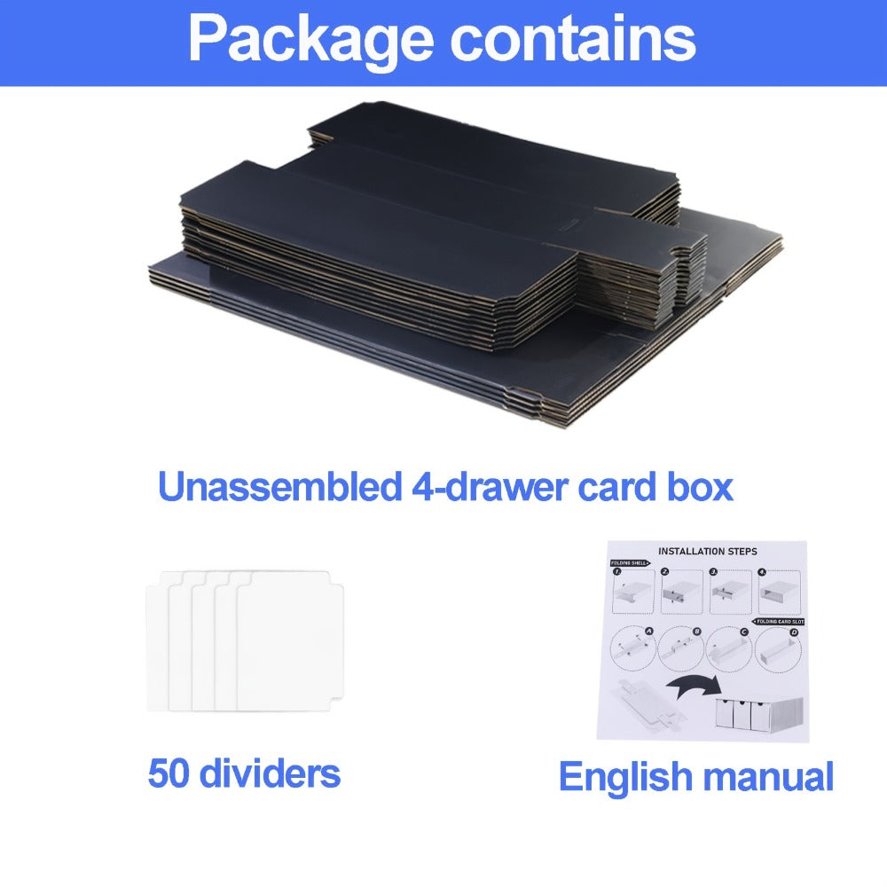 Trading Card Storage Box for Sports Cards and Baseball in a Large Cardboard 12 Drawer Design of 50 Dividers — image 8