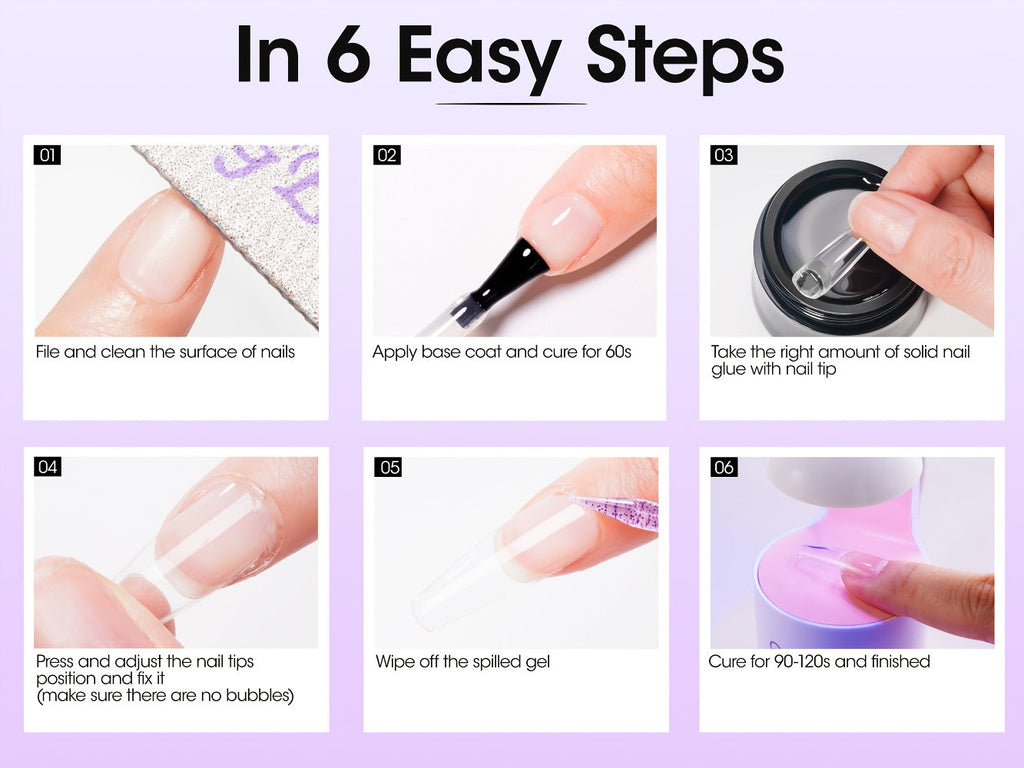 Solid Gel Nail Glue Kit with Mini LED Lamp – 8g UV Cure Gel Glue 28+ Days Long-Lasting Bond for Press On Nails Acrylic Tips R