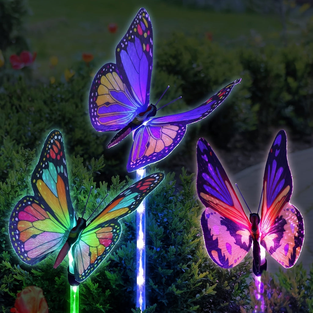 Solar Garden Lights Butterfly Stakes with Color-Changing LEDs in 3- or 6-Pack Sets for Lawn Decor — image 2