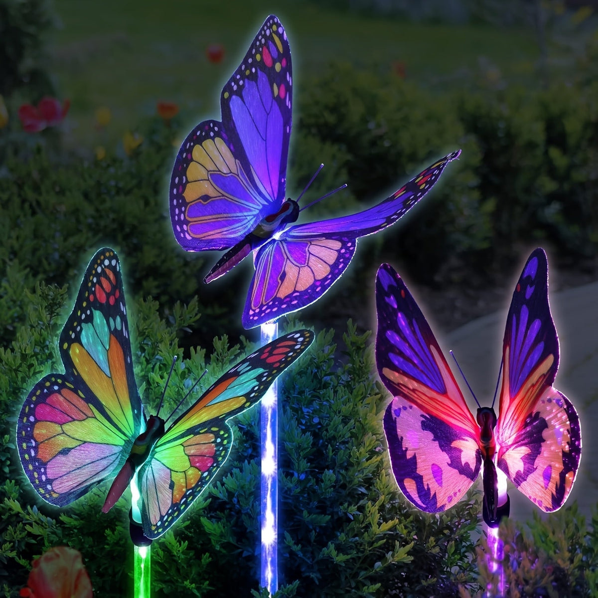 Solar Garden Lights Butterfly Stakes with Color-Changing LEDs in 3- or 6-Pack Sets for Lawn Decor — image 2