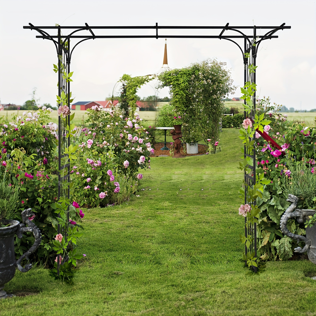 Wrought Iron Garden Arch 7ft Rose Trellis Multi-Style for Garden, Patio and Yard Use, with the Listed Configuration — image 1