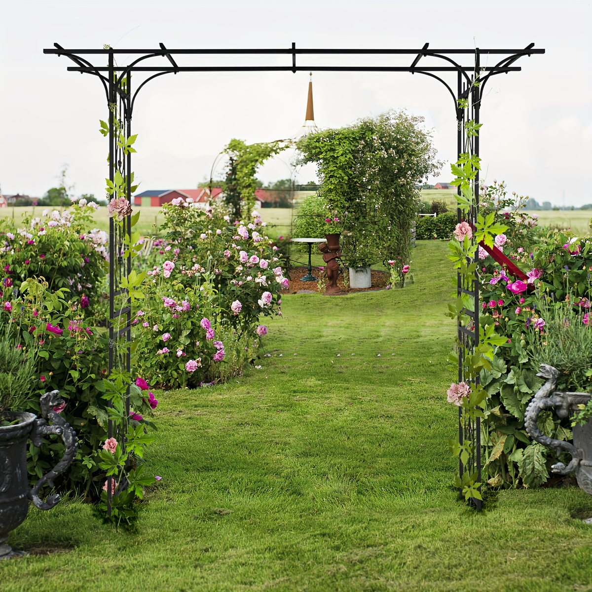 Wrought Iron Garden Arch 7ft Rose Trellis Multi-Style for Garden, Patio and Yard Use, with the Listed Configuration — image 1