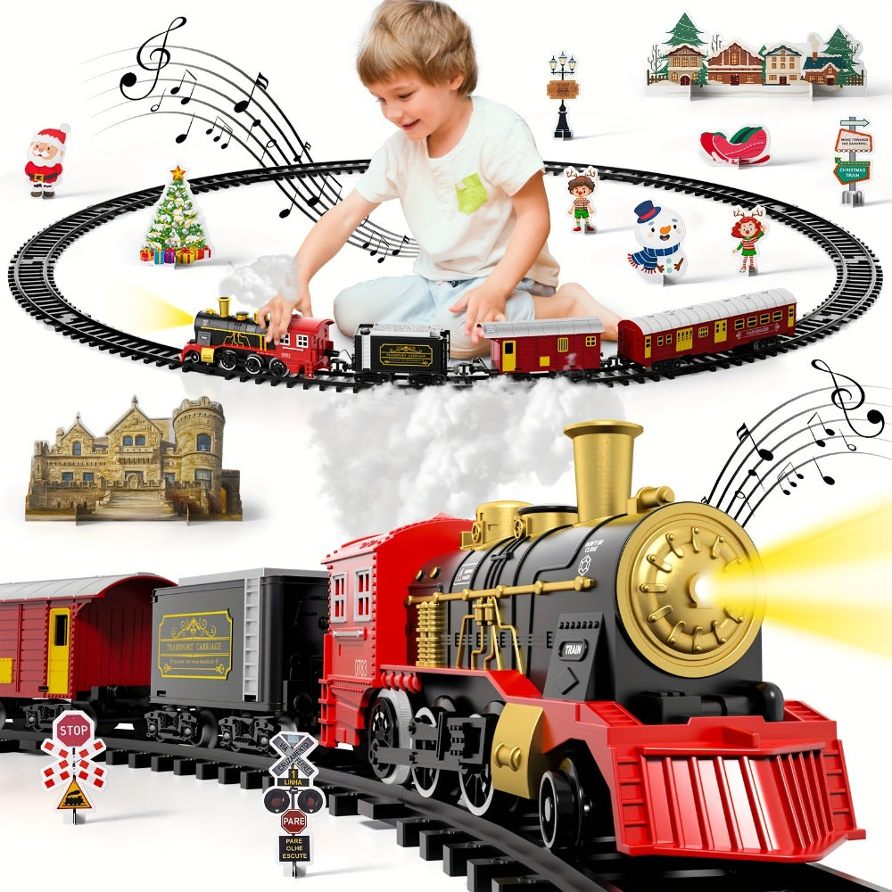 Electric Train Set for Kids with Steam Locomotive Engine Lights & Sound with the Listed Color, Size or Set Options for Everyd