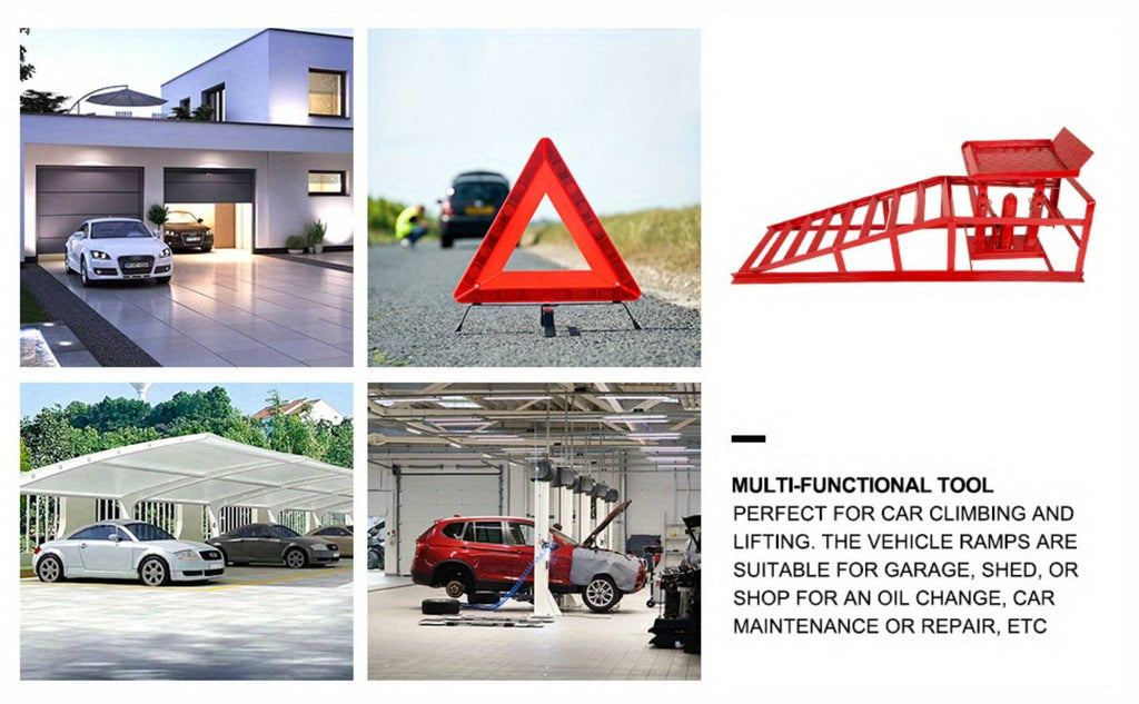 Hydraulic Vehicle Ramps 11, 000 lb 5T Low Profile Heavy Duty Lift Service Ramps for Truck Trailer Garage – Adjustable Height 