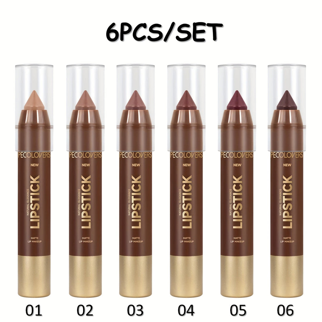 Non-Smearing Contour Lip Liner Set 6 Pcs, Smooth Paste Matte Formula Precise Definition, for Makeup, Travel and Everyday Vani