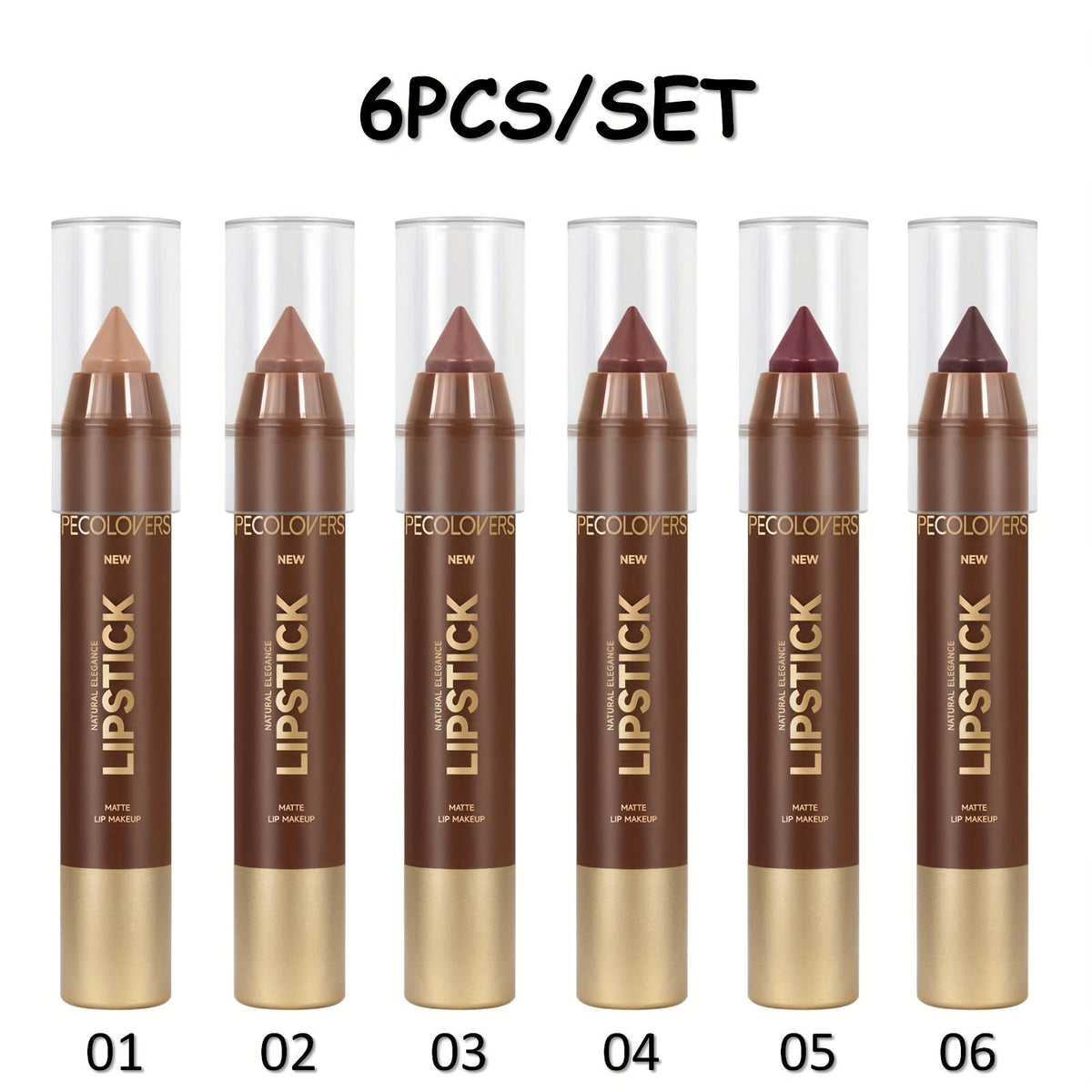 Non-Smearing Contour Lip Liner Set 6 Pcs, Smooth Paste Matte Formula Precise Definition, for Makeup, Travel and Everyday Vani