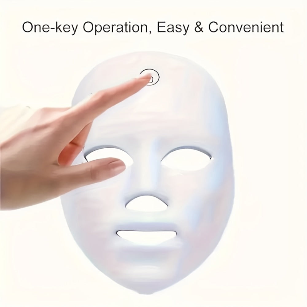 Silicone LED Face Mask Rechargeable 7-Color Light Therapy Skin Care Device - Acne Treatment for Bath Time, Home Spa and Perso