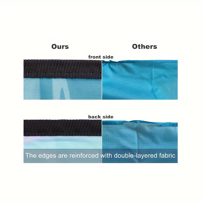 Blue Nylon Beach Mat with Four Stakes, Carabiner and Carry Pouch, 82 x 79in in Two Checkout Labels — image 3