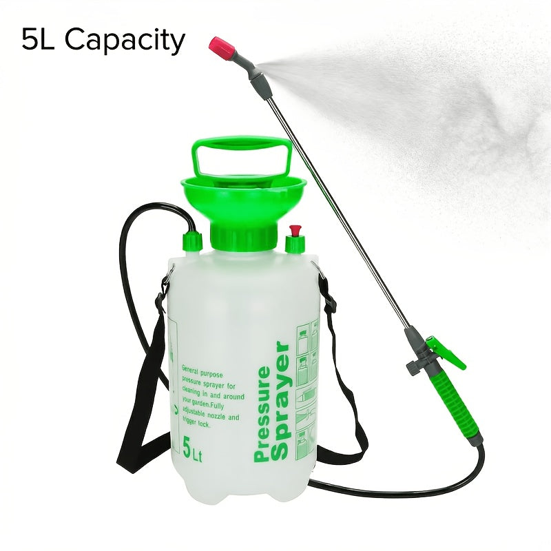 Garden Pressure Sprayer 1.32 Gallon Hand Pump Sprayer with Shoulder Strap Adjustable Nozzle for Plant Watering Lawn Care Pest