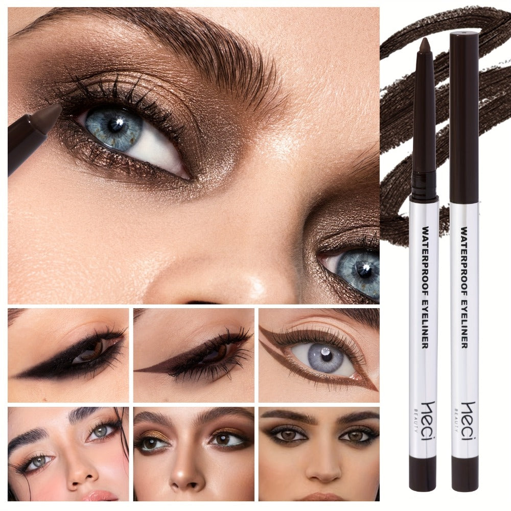 Quick-Dry Brown & Black Gel Eyeliner Pencil 3 Pack Waterproof Smudge-Proof, for Makeup, Travel and Everyday Vanity Use — imag