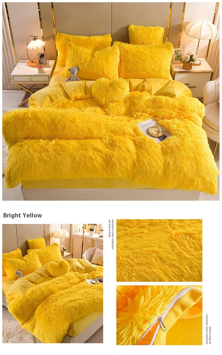 Plush Thickened Warm Mink Fur Four-piece Set