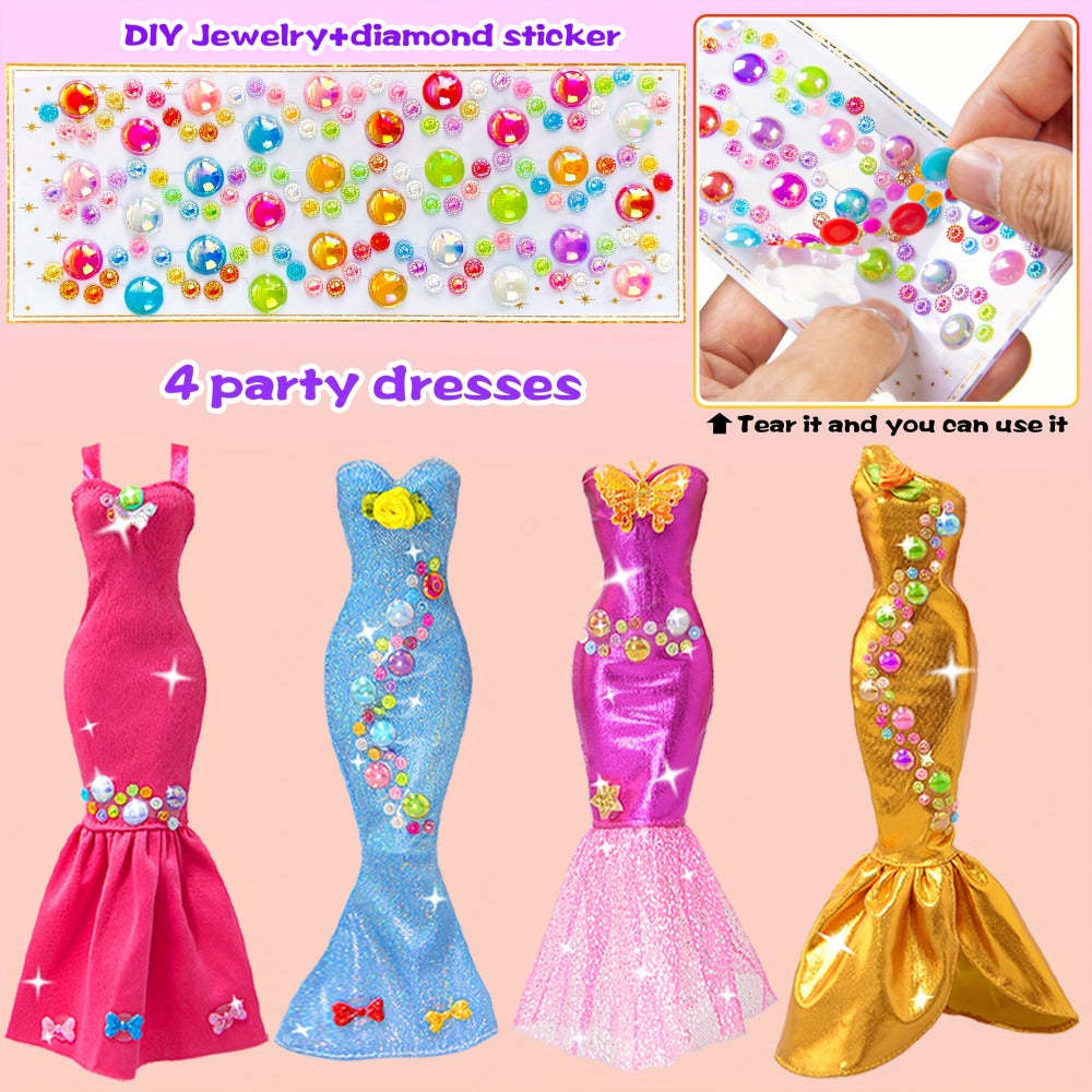 139-Piece Rose Doll Wardrobe and Accessory Case for 11.5-Inch Dolls with Dresses, Shoes and Stickers — image 4