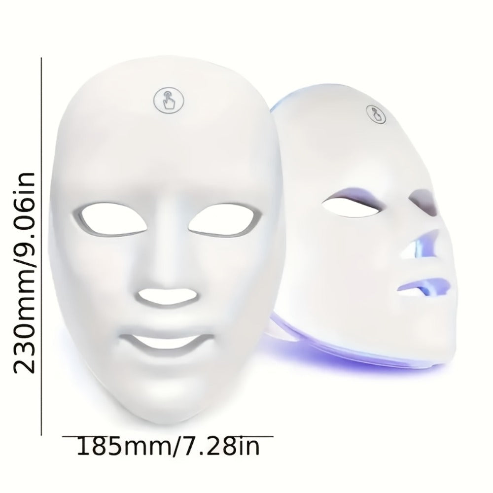 Silicone LED Face Mask Rechargeable 7-Color Light Therapy Skin Care Device - Acne Treatment for Bath Time, Home Spa and Perso
