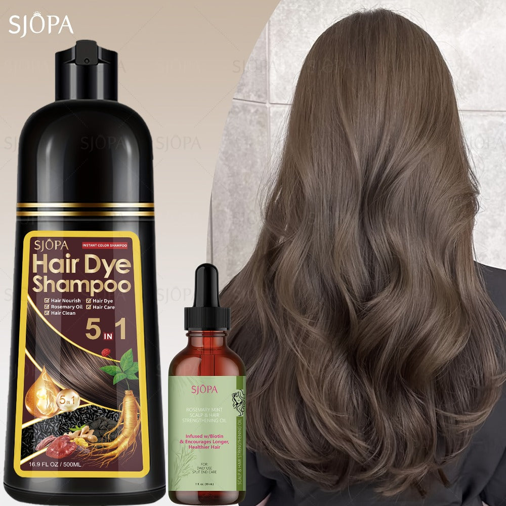 Gray Coverage Hair Dye Shampoo Kit 3-in-1 with Rosemary Hair Oil - Quick Color, Gentle & Natural Formula for Men & Women — im