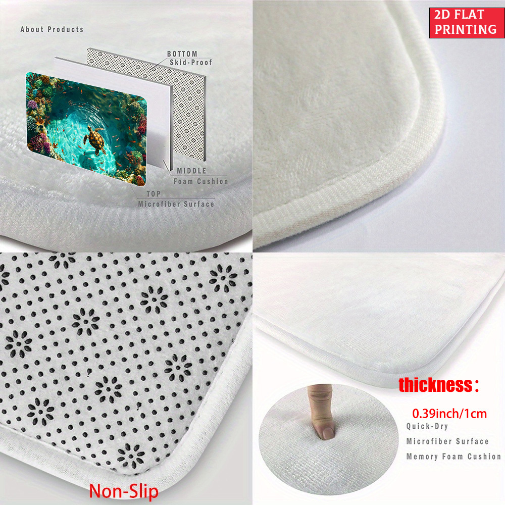 Sea Turtle Illusion Floor Mat with Tropical Reef Print in 15.75 x 23.62 or 19.68 x 31.49-Inch Sizes — image 11