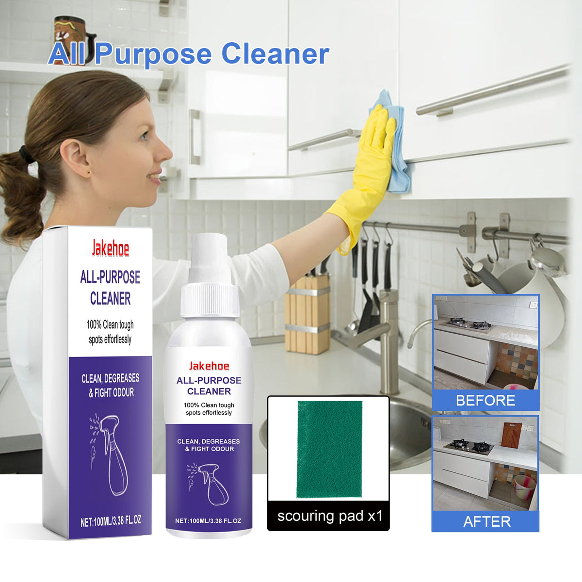 All Purpose Cleaner, Kitchen Dust Stains Heavy Oil Cleaning And Rust Removal Spray