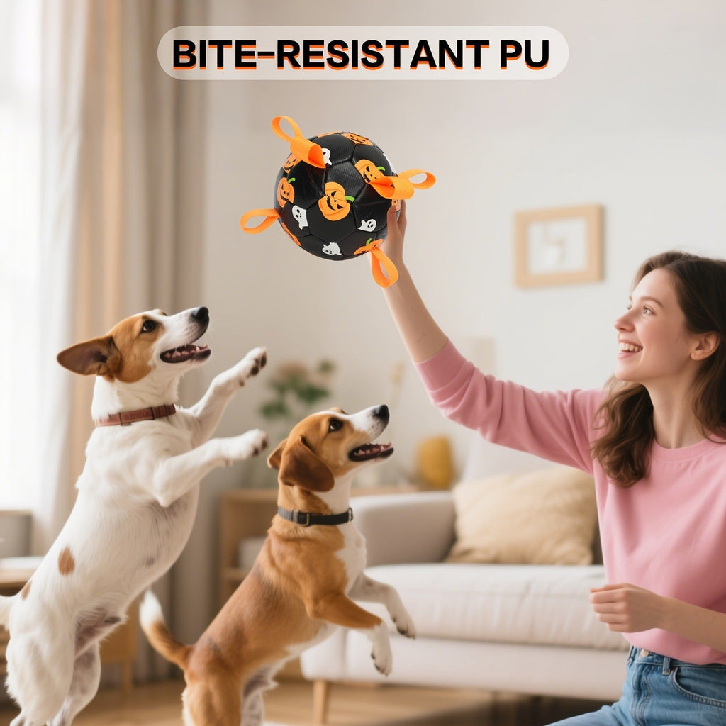 Dog Toy Halloween Pumpkin-Ghost Football with Pump, Strap and 6 or 7.28-Inch Size Options for Dogs — image 10