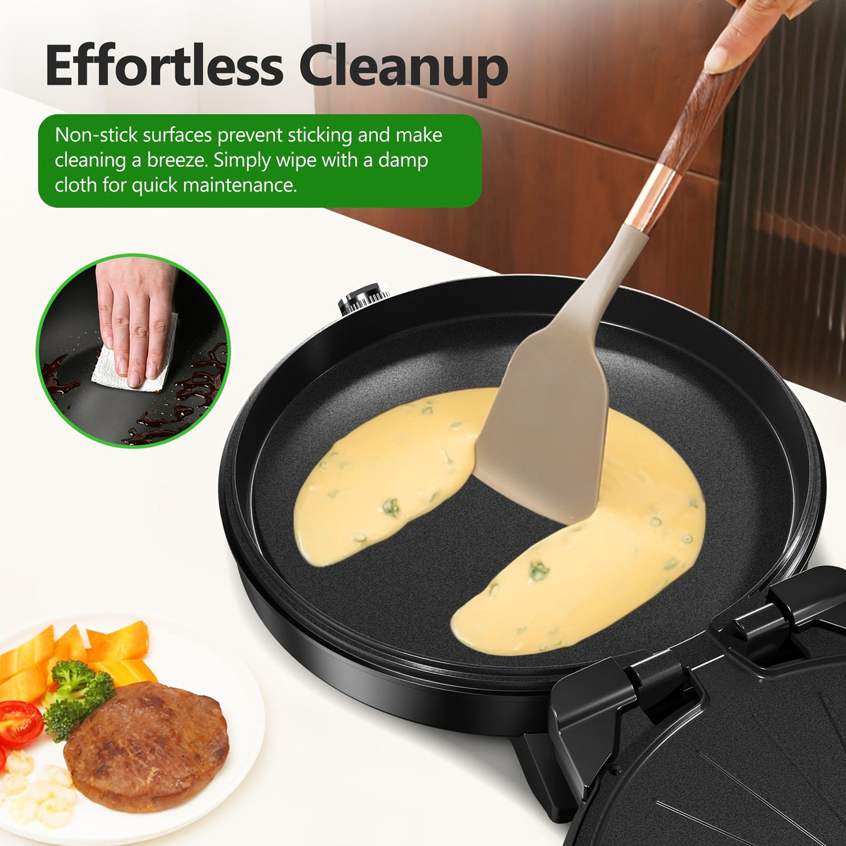 Electric Smokeless Indoor Grill 1500W, 2-in-1 Indoor Grill & Pizza Maker with 30-Min Timer, Auto Shut-Off — image 9