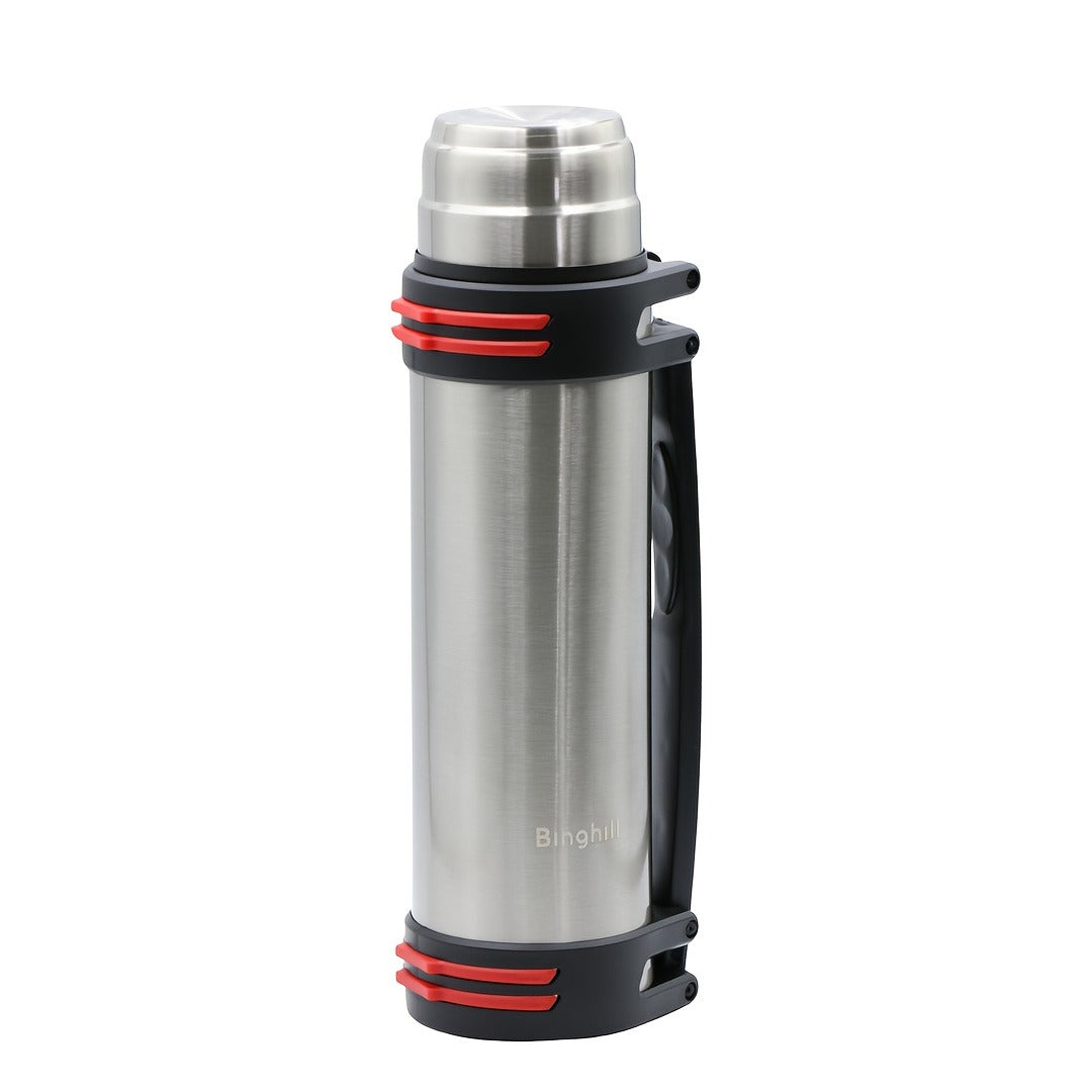 2000ml Stainless Steel Water Bottle Flask with Cup-Style Cap, Rigid Side Handle and Shoulder Strap — image 9