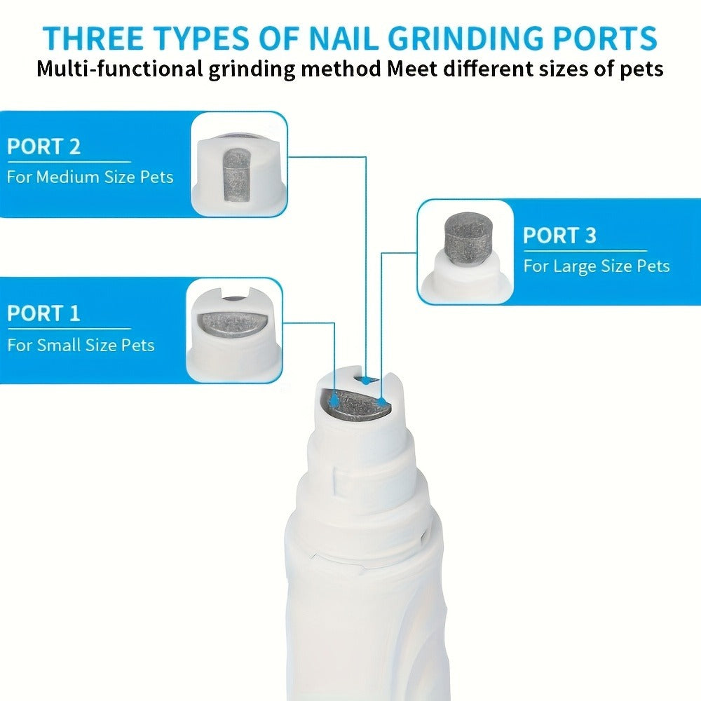 Pet Nail Grinder, DXYE WANIR Rechargeable Two-Speed Tool with Three Port Sizes and White Finish — image 10