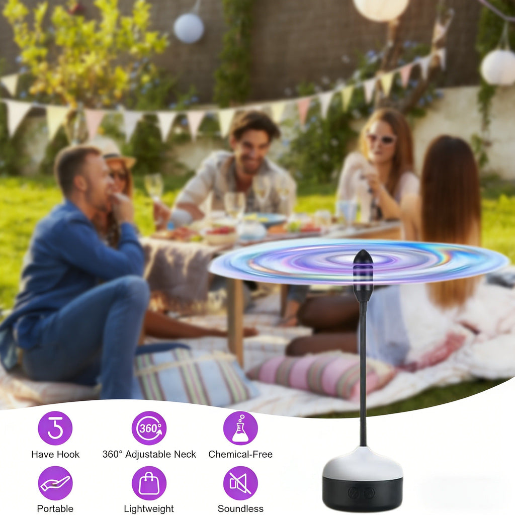 Desktop Reflective-Blade Fan Pest Control Device with Amber Light, Flexible Neck and USB Power for Tabletop Use — image 7