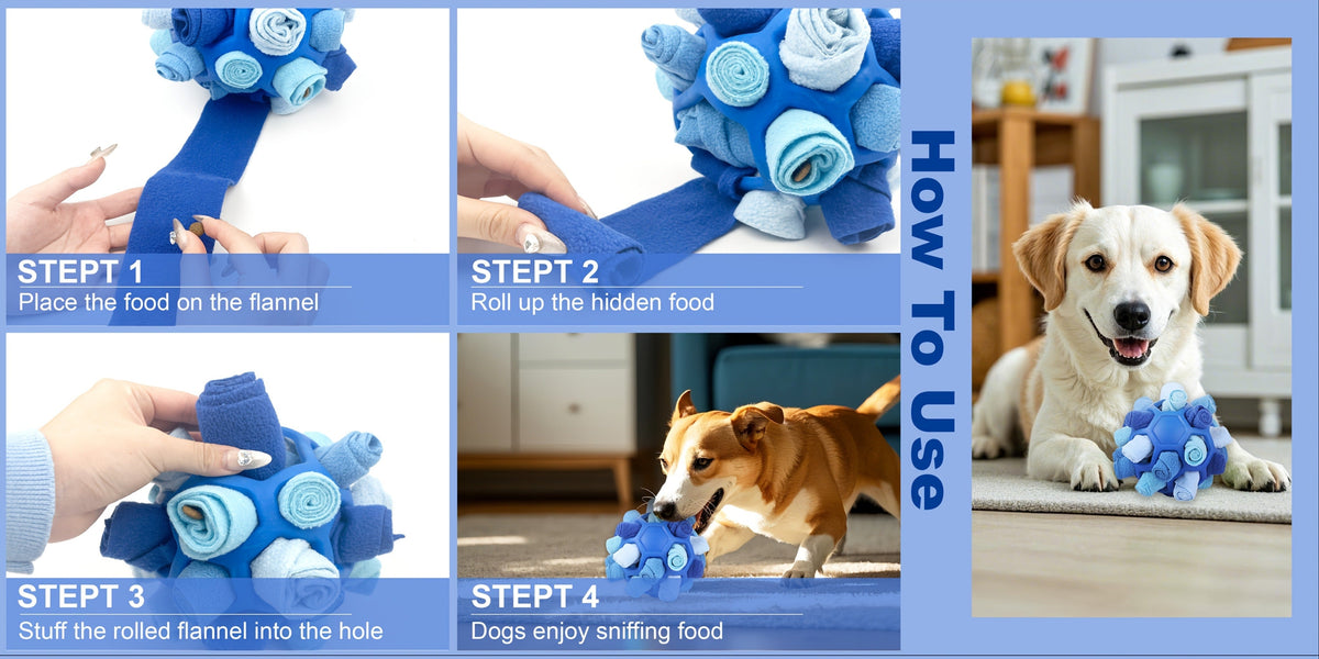 Dog Toy Fabric Snuffle Ball Treat Dispenser and Slow Feeder in Five Colors for Dogs and Puppies — image 12