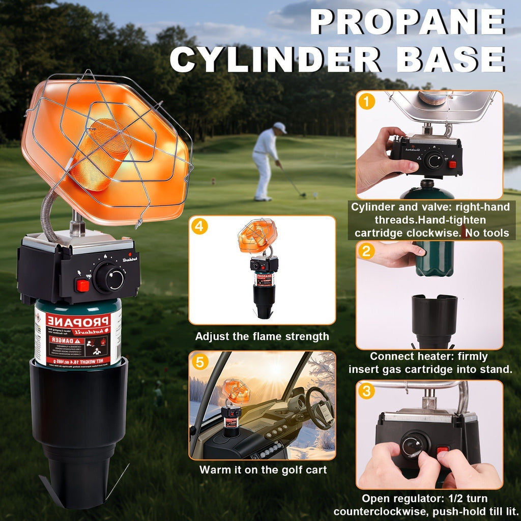 Golf Cart Heater 8520 BTU Portable Propane Catalytic Burner with Cup Holder Mount, Pulse Ignition — image 8