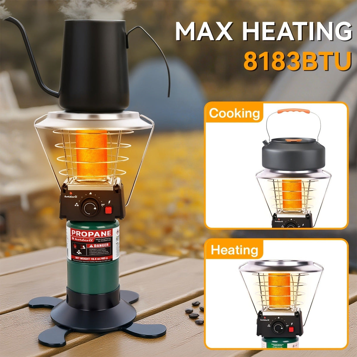 360-Degree Propane Heater with Four-Leg Base, Carry Handle, Pulse Ignition and Removable Top Plate — image 8