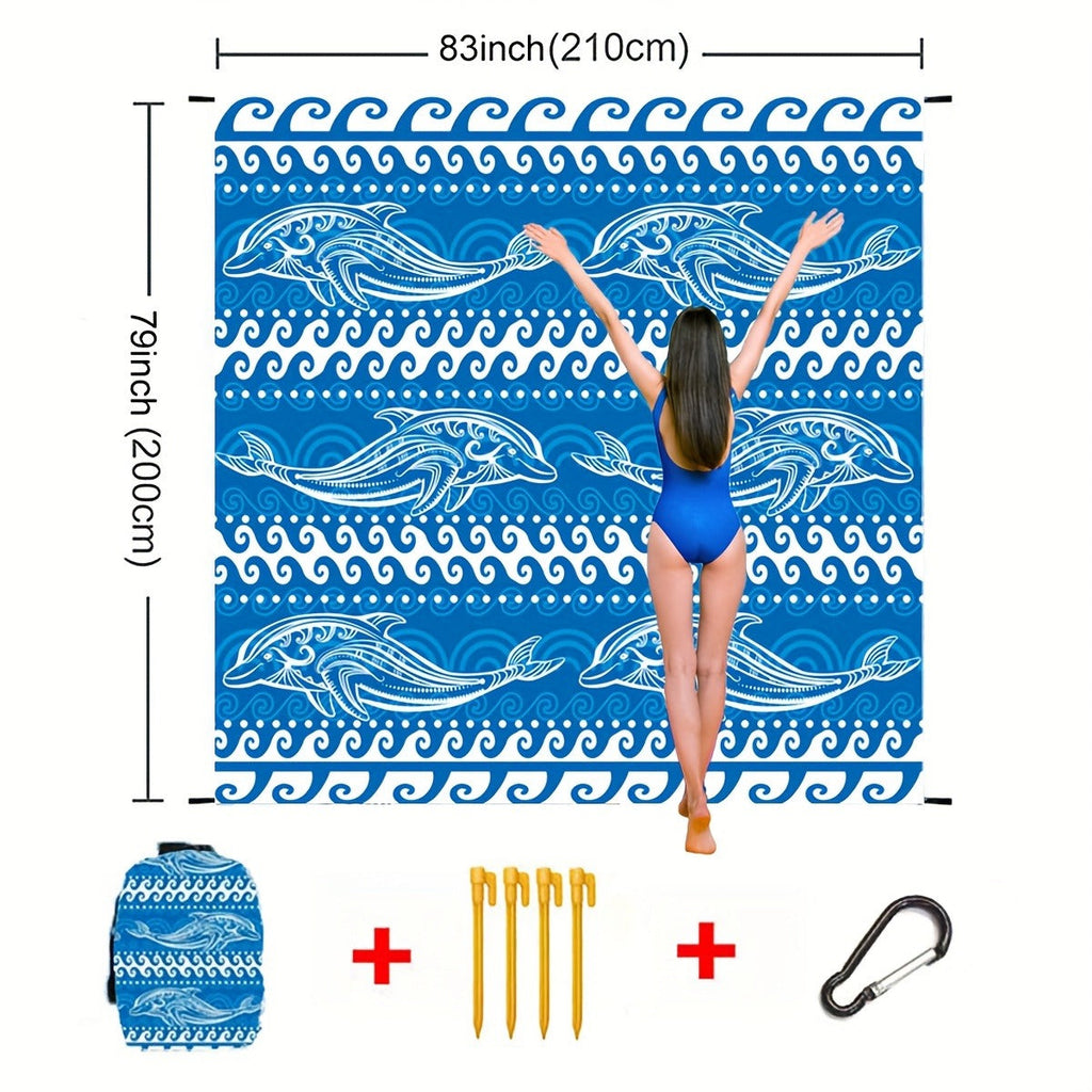 Printed Beach Mat with 19 Exact Size-and-Pattern Options, 198 x 205cm to 275 x 305cm with Stakes and Pouch — image 10