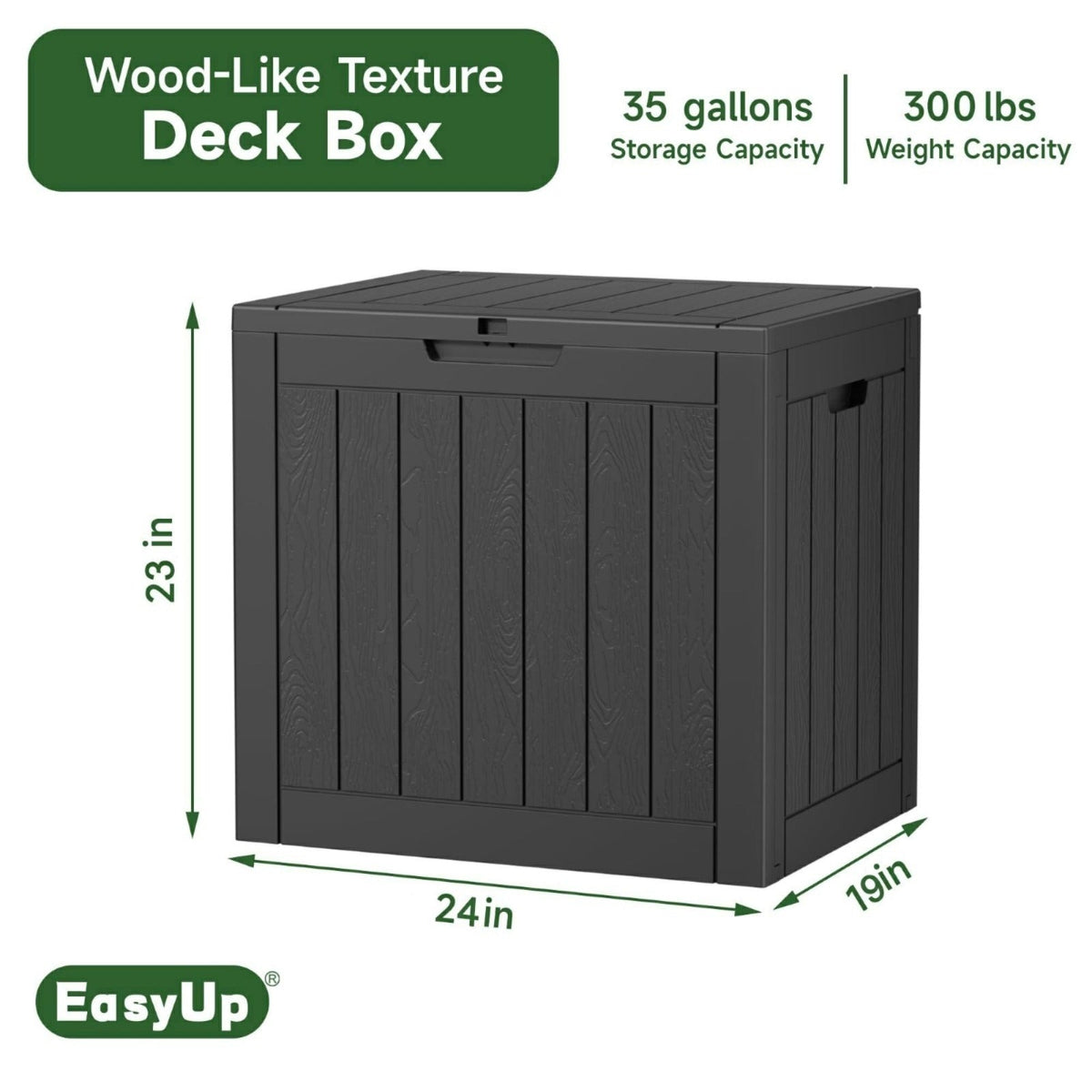 Outdoor Resin-Style Deck Box in 35- or 45-Gallon Sizes with Lockable Lid, Side Handles and Two Colors — image 7