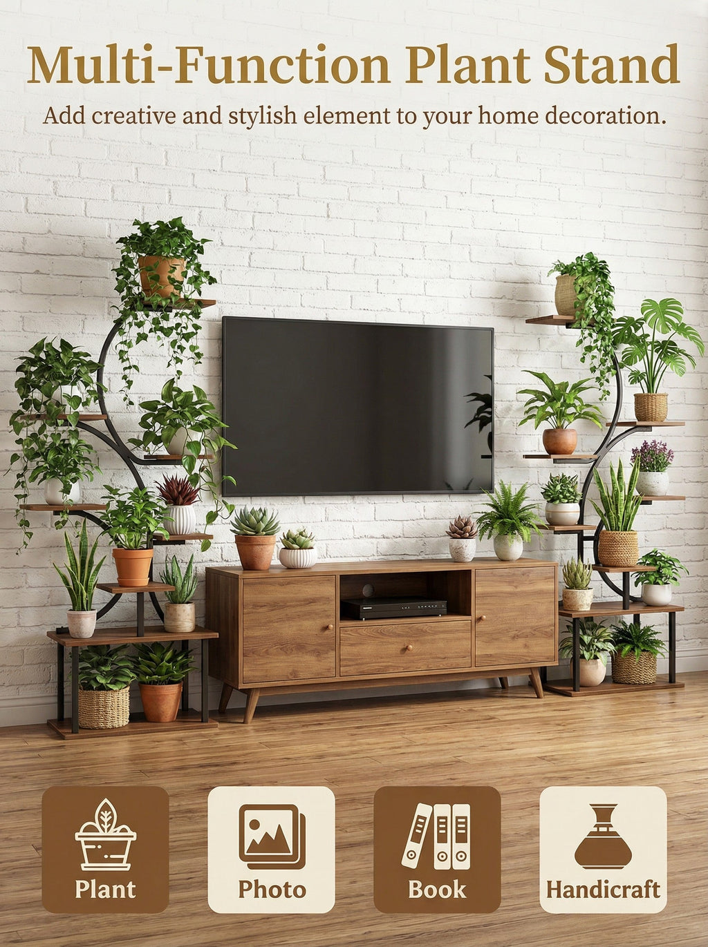 Metal 8-Tier Corner Plant Stand | Indoor Tree-Shape Plant Shelf
