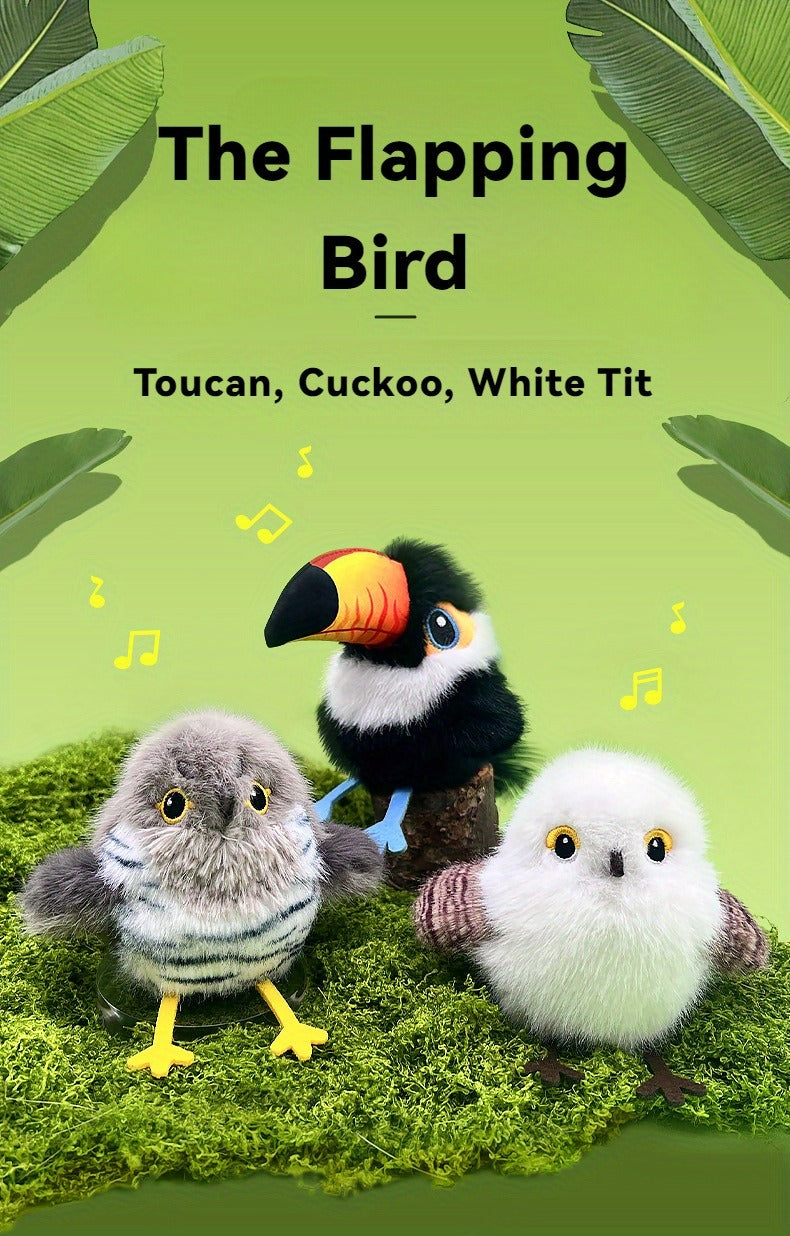Cat Toy Flapping Bird with Chirping Sound, USB Rechargeable Motion and Three Plush Bird Styles — image 13