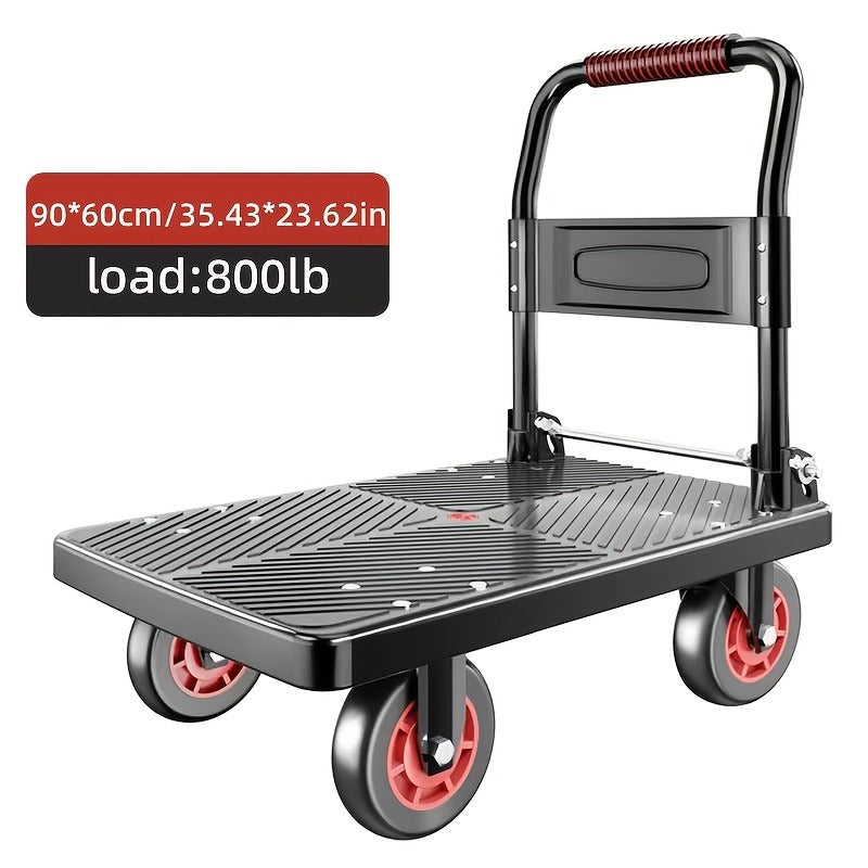 Four-Wheel Platform Dolly Cart with Folding Handle, Two Platform Sizes and 660 or 800 lb Load Labels — image 9