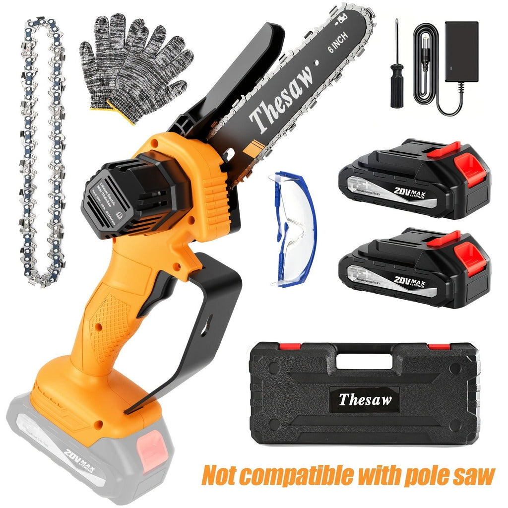 Mini Chainsaw Cordless 6-Inch Brushless with 20V 4.0Ah Rechargeable Battery, One-Hand Electric Handheld Chain Saw for Tree Tr